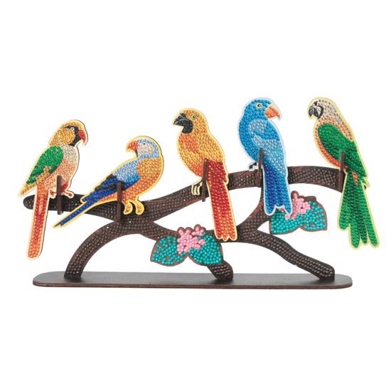 Exotic Birds Crystal Art Wooden Decoration