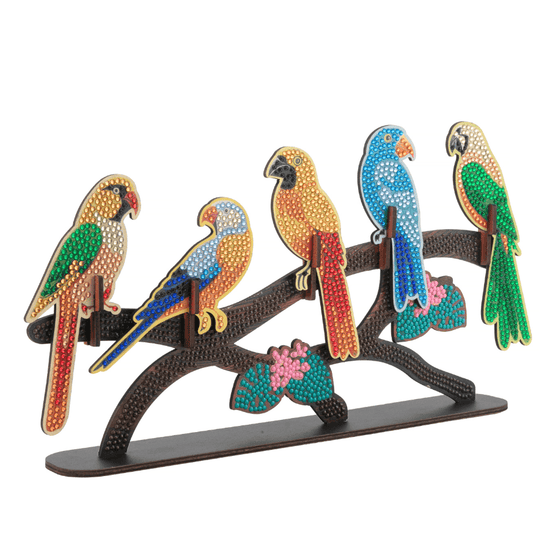 Exotic Birds Crystal Art Wooden Decoration