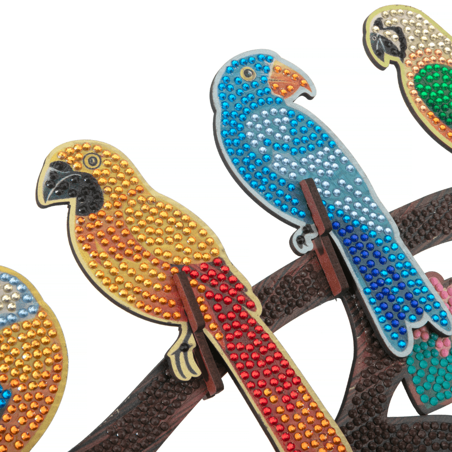 Exotic Birds Crystal Art Wooden Decoration