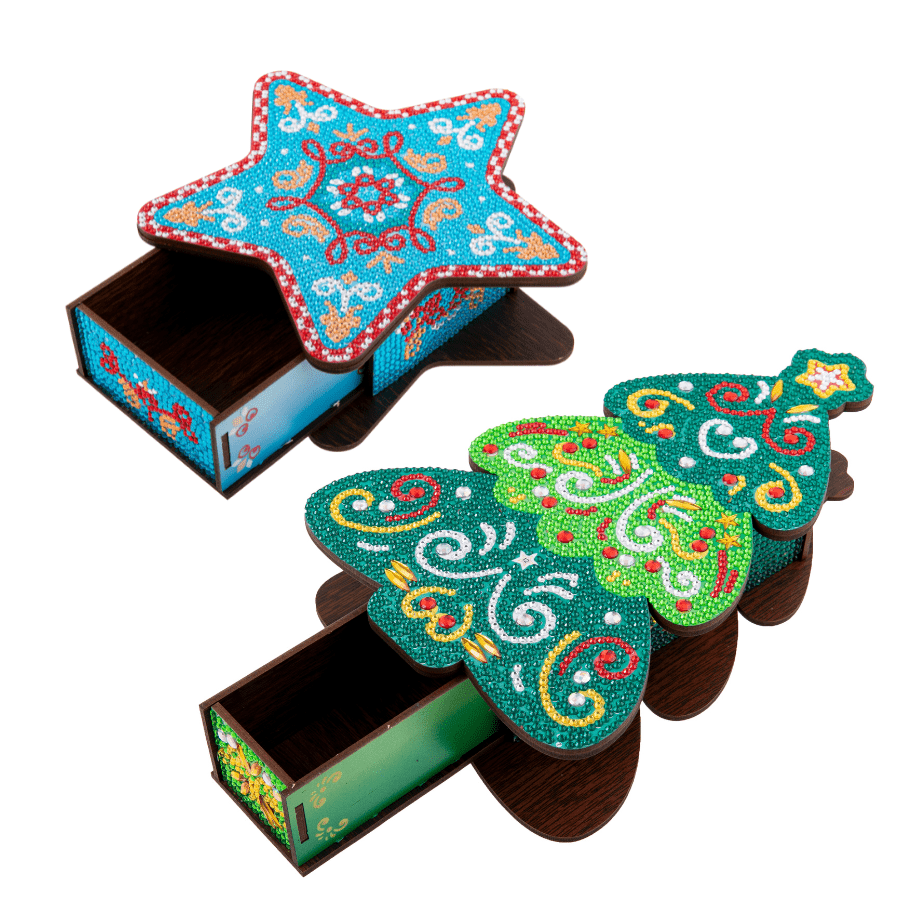 Festive Crystal Art Wooden Boxes Kit Set Of 2 – Craft Buddy