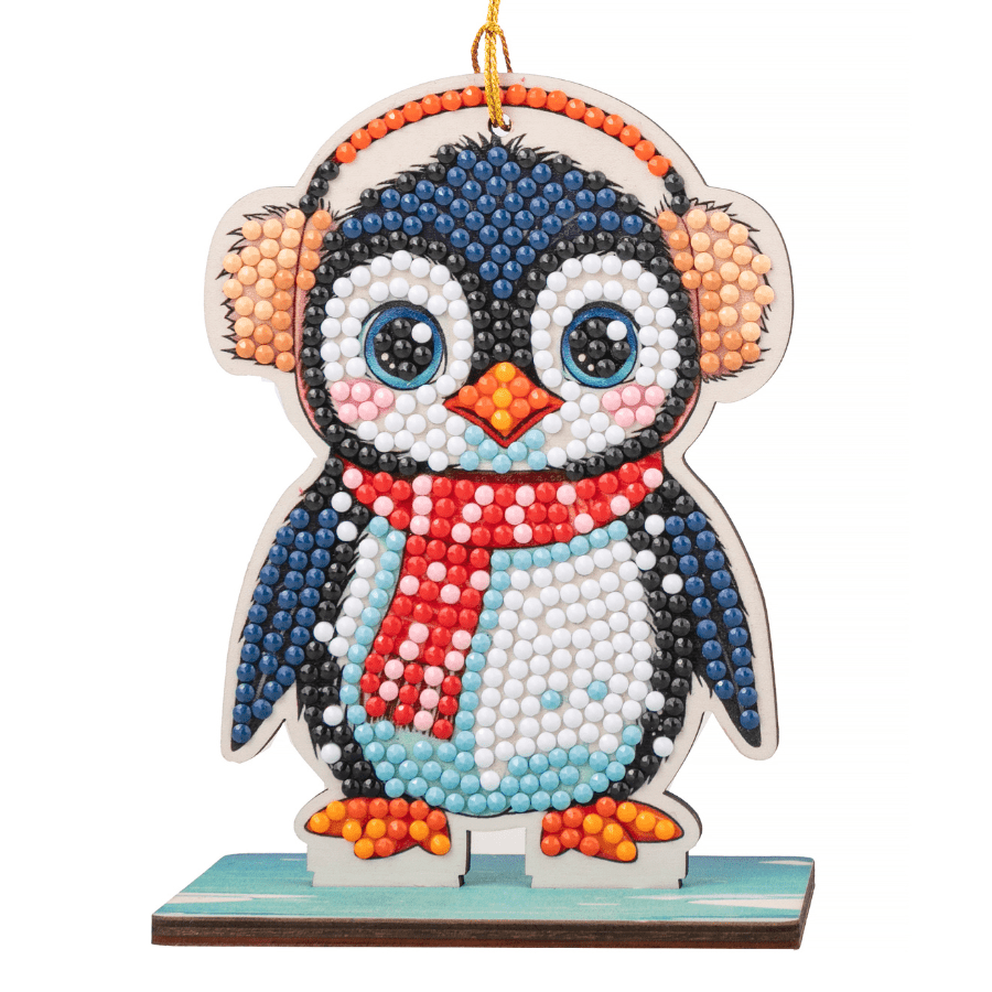 Frosty Penguin Crystal Art Hanging Buddies Decoration final
