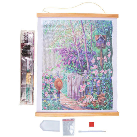 "Garden Scroll" Crystal Art Scroll Kit 35x45cm Content
