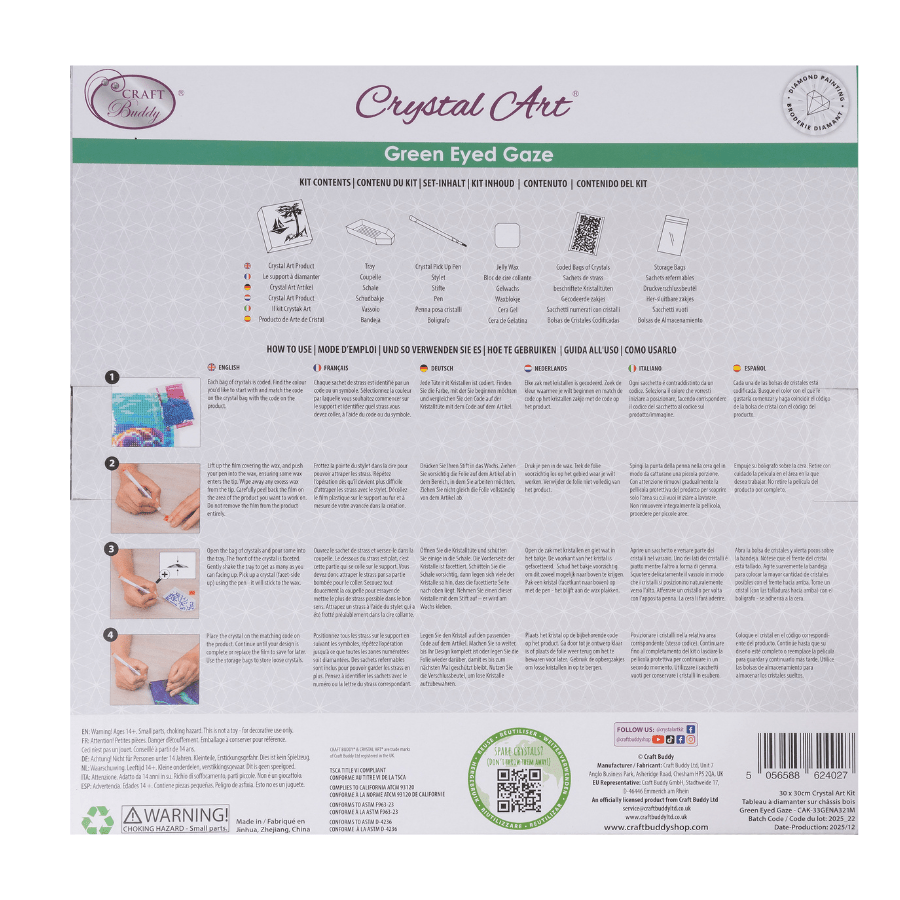 Green Eyed Gaze Crystal Art Canvas Kit 30x30cm Craft Buddy green-eyed-gaze-crystal-art-canvas-kit-30x30cm-craft-buddy