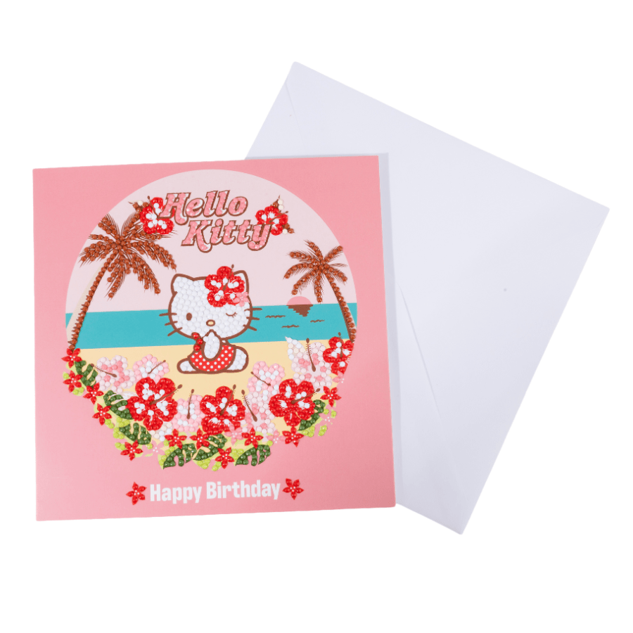 Happy Birthday Aloha Crystal Art Card 18x18cm Hello Kitty – Craft