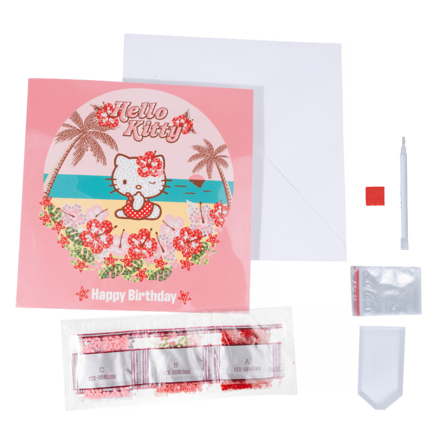 Happy Birthday Aloha Crystal Art Card 18x18cm Hello Kitty – Craft