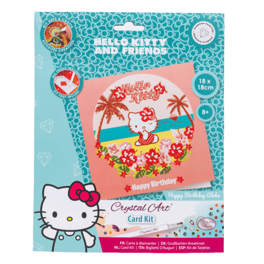 Happy Birthday Aloha Crystal Art Card 18x18cm Hello Kitty – Craft