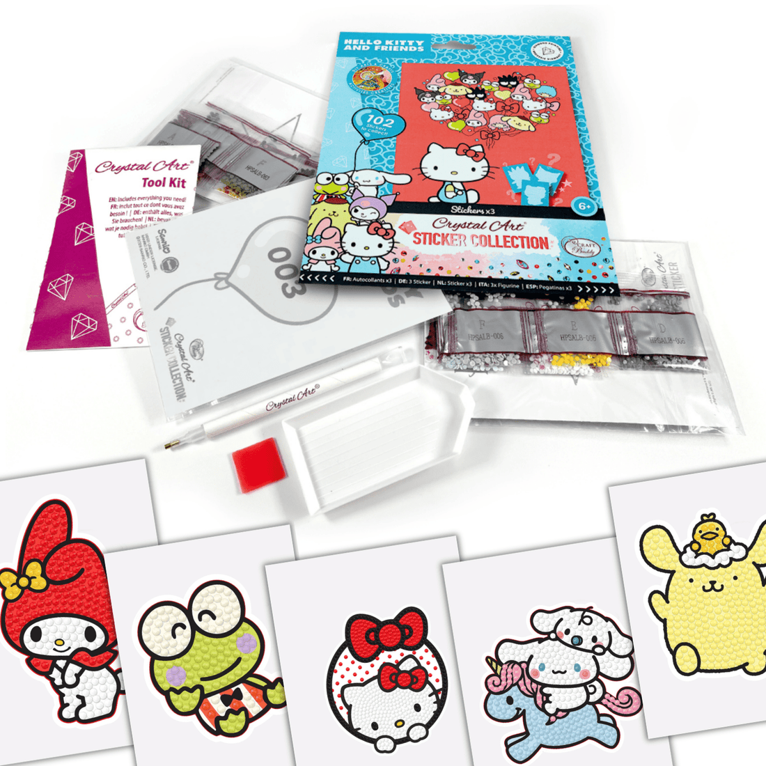 Hello Hello Hello Rupual Sticker Hello Kitty And Friends Crystal Art Sticker Album - Starter Pack ...