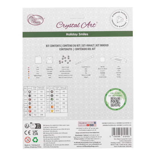Holiday Smiles Crystal Art Card 18x18 packback