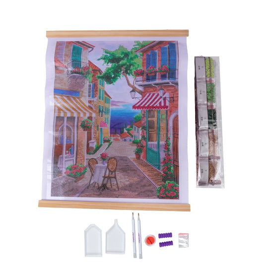 "Holiday Town" Crystal Art Scroll Kit Content