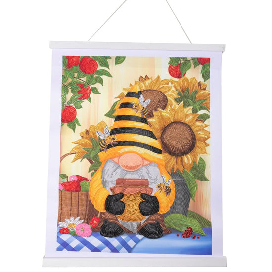 "Honey Bee Gnome" Crystal Art Scroll Front