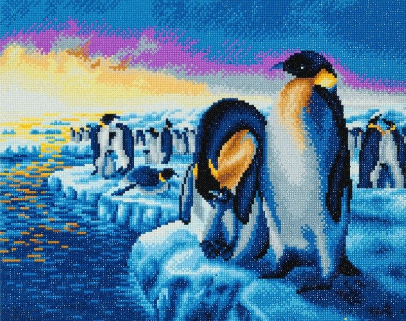 "Penguins of the Antarctica" Framed Crystal Art Kit 40x50 cm