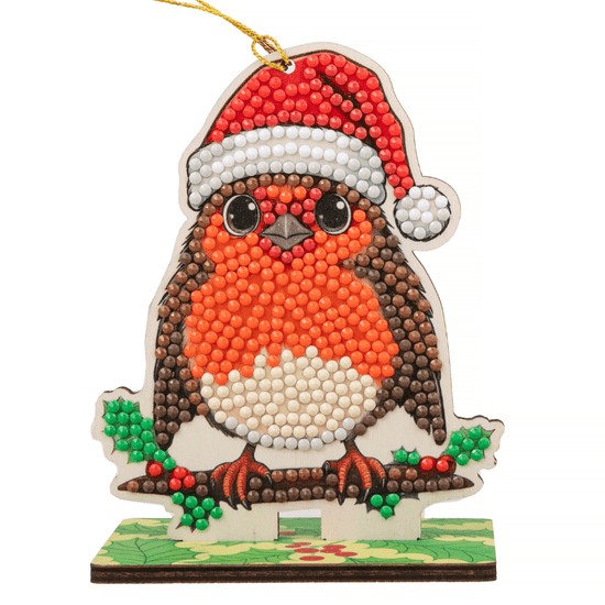 Jolly Robin Crystal Art Hanging Buddies Decoration front2
