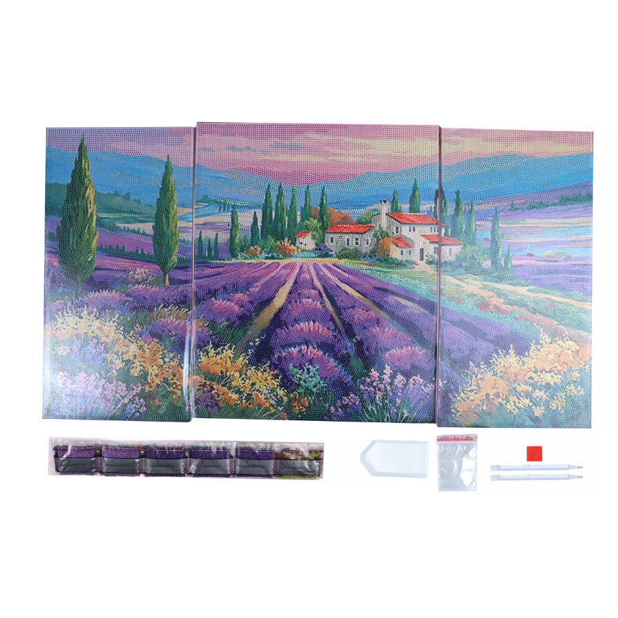 Lavender Valley Crystal Art Canvas Triptych