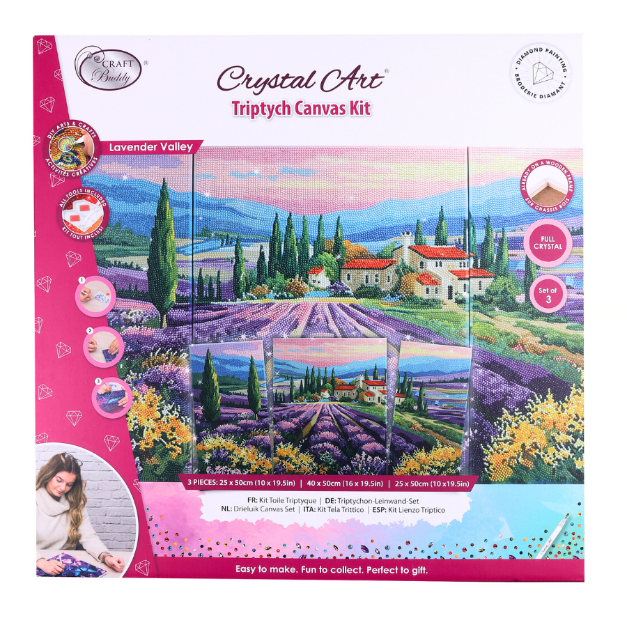 Lavender Valley Crystal Art Canvas Triptych