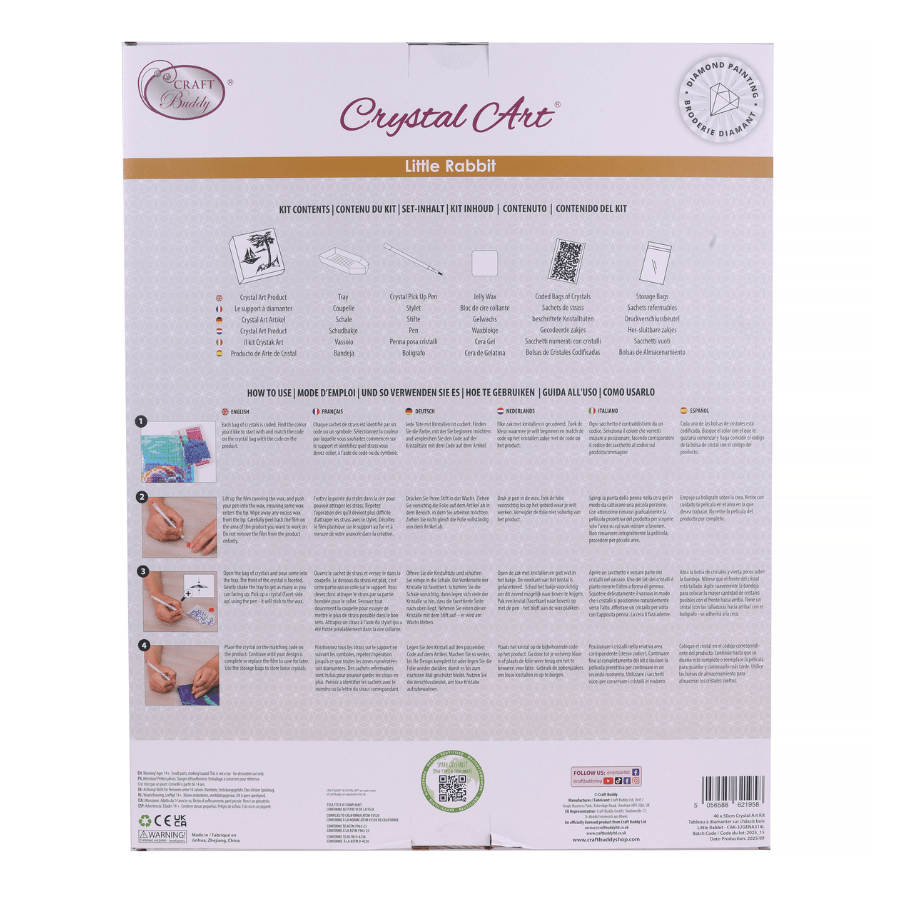 Little Rabbit Crystal Art Canvas Kit 40x50cm