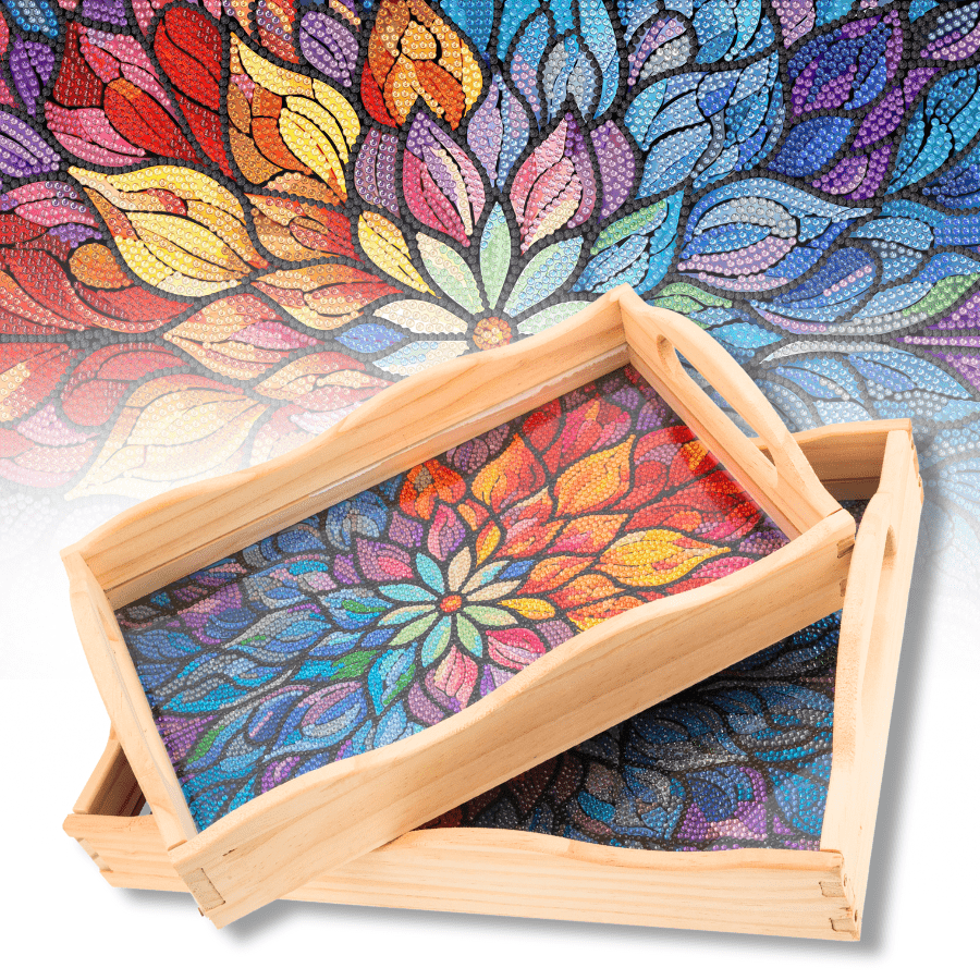 Mandala Crystal Art MDF Tray Set of 23