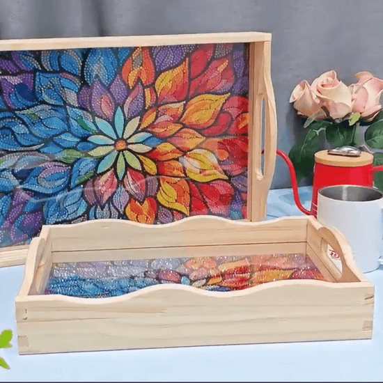 Mandala Crystal Art MDF Tray Set of 2 7