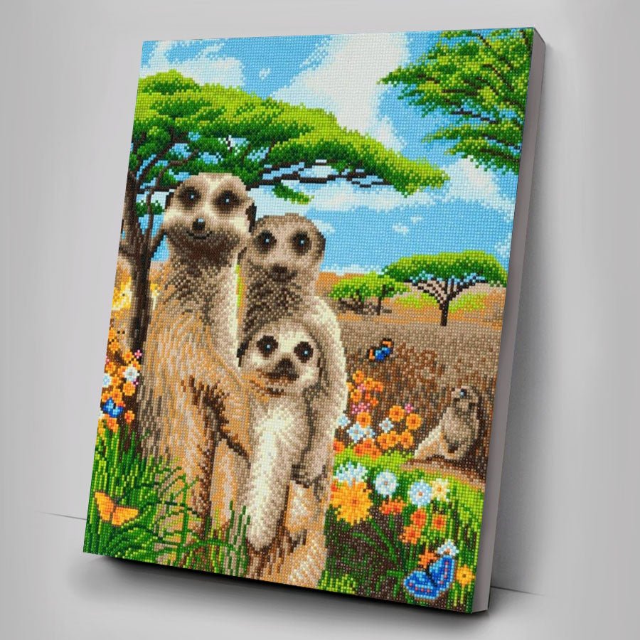 Meerkat Family Crystal Art Canvas Kit 40x50cm