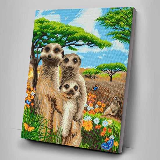 Meerkat Family Crystal Art Canvas Kit 40x50cm