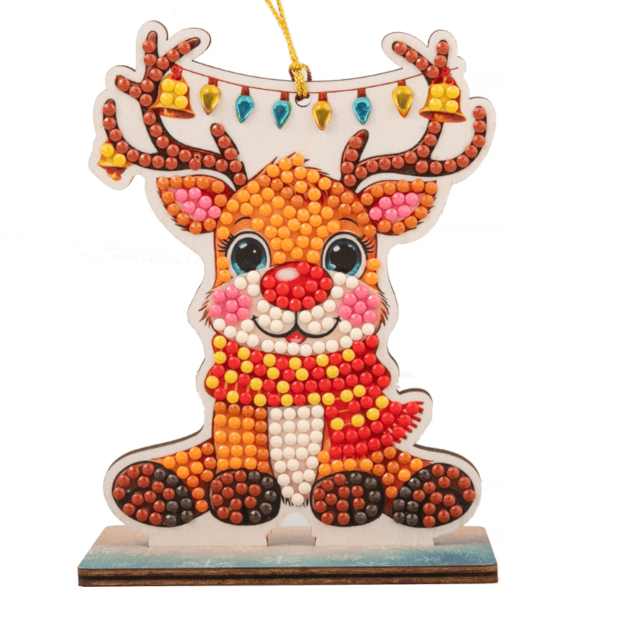 Merry Reindeer Crystal Art Hanging Buddies Decoration front2