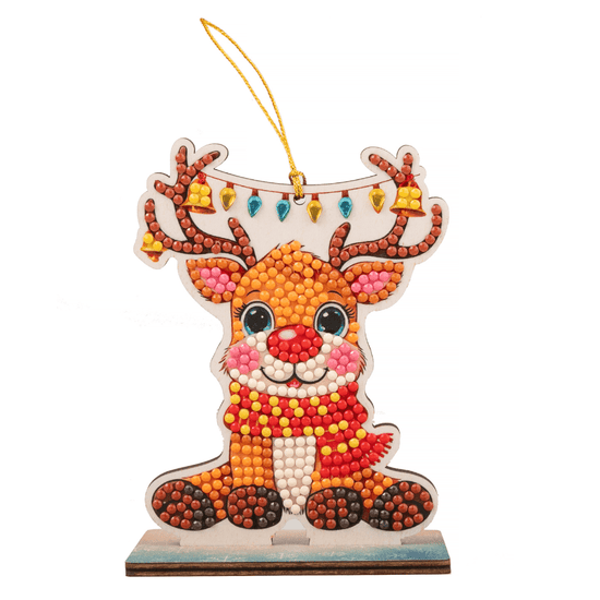 Merry Reindeer Crystal Art Hanging Buddies Decoration front