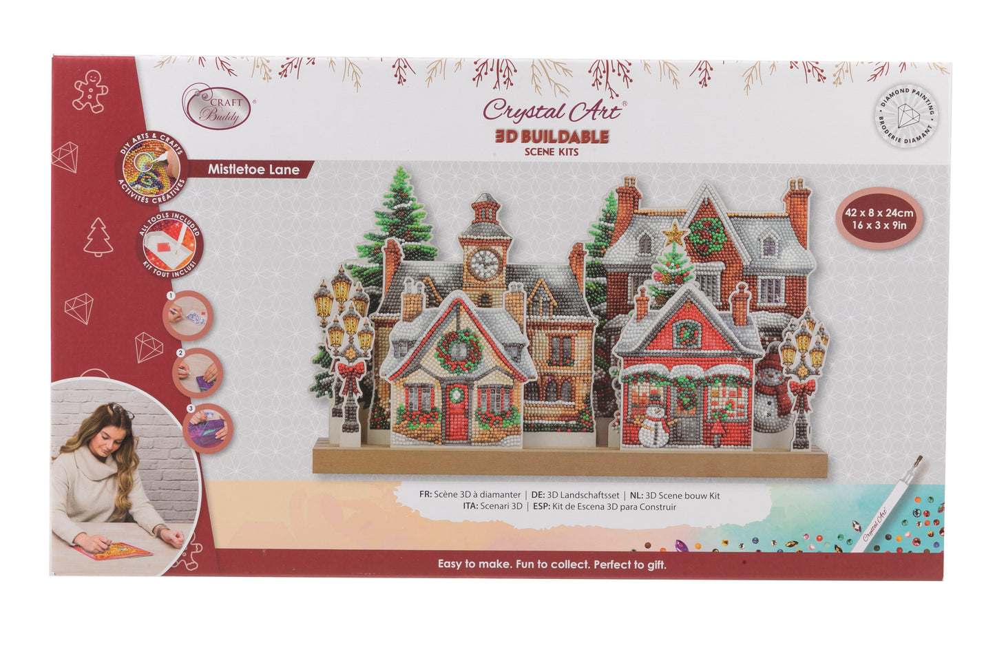 Mistletoe Lane Crystal Art 3D Buildable Scene Kit