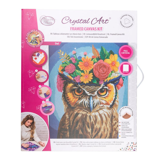 "Owl" Crystal Art Canvas Kit 40x50cm Front Packaging 