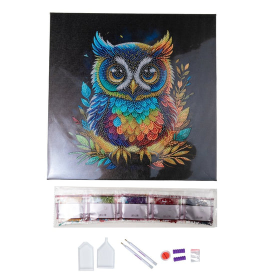 Bt-012 Kristall Stick-Set „Owlets“ – Komplettes Kreuzstich-Set Mit 11 Farben (20,5 X 20,5 Cm)