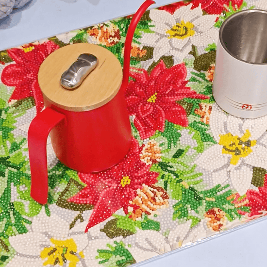 Poinsettia Crystal Art Dinner Placemat Kit 2