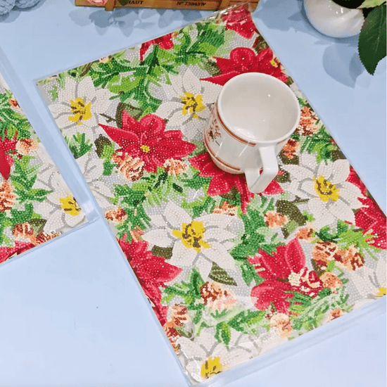 Poinsettia Crystal Art Dinner Placemat Kit 3
