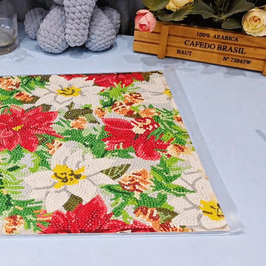 Poinsettia Crystal Art Dinner Placemat Kit 4