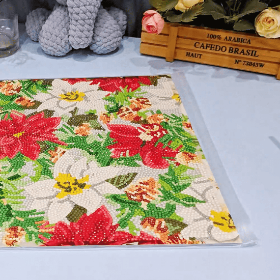 Poinsettia Crystal Art Dinner Placemat Kit 4