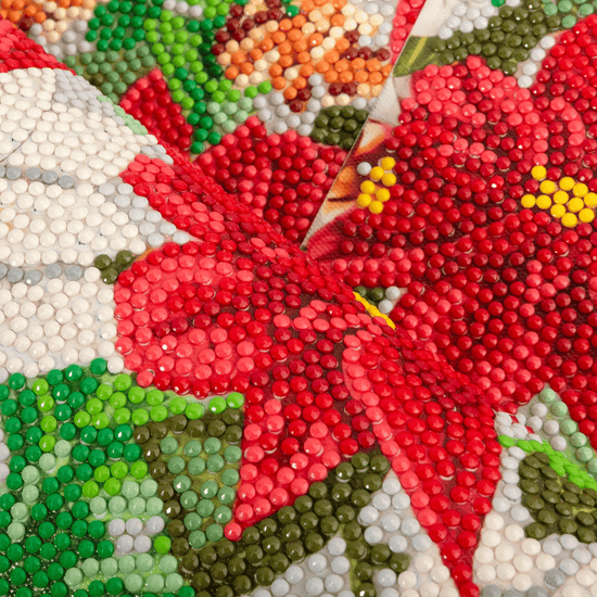 Poinsettia Crystal Art Dinner Placemat Kit redflower