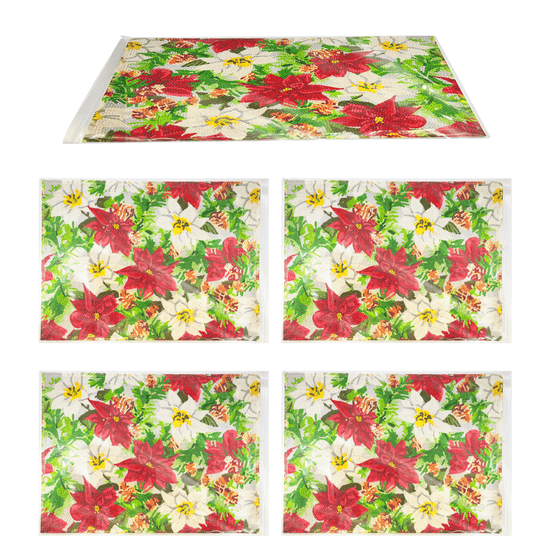 Poinsettia Crystal Art Dinner Placemat Kit set