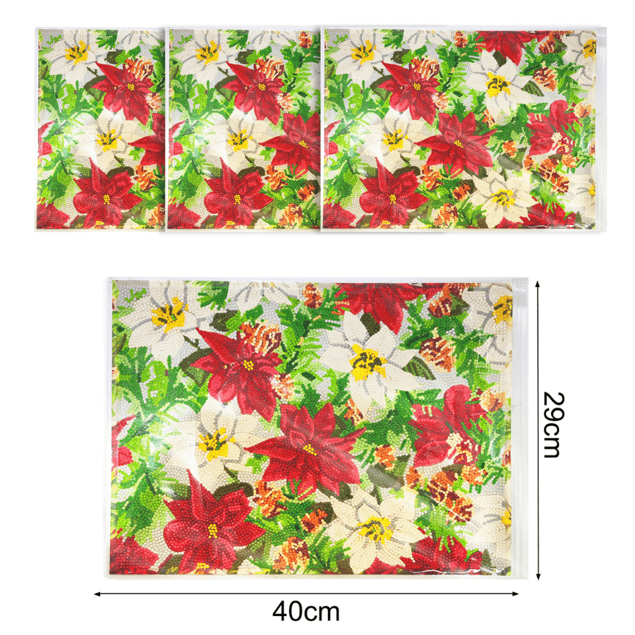 Poinsettia Crystal Art Dinner Placemat Kit size