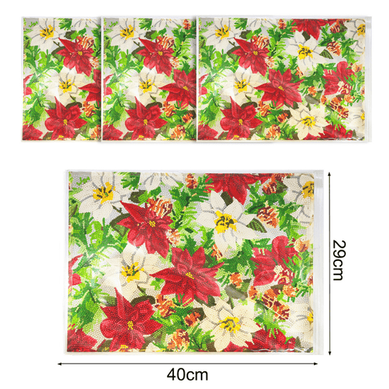 Poinsettia Crystal Art Dinner Placemat Kit size