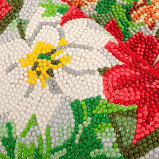 Poinsettia Crystal Art Dinner Placemat Kit whiteflower