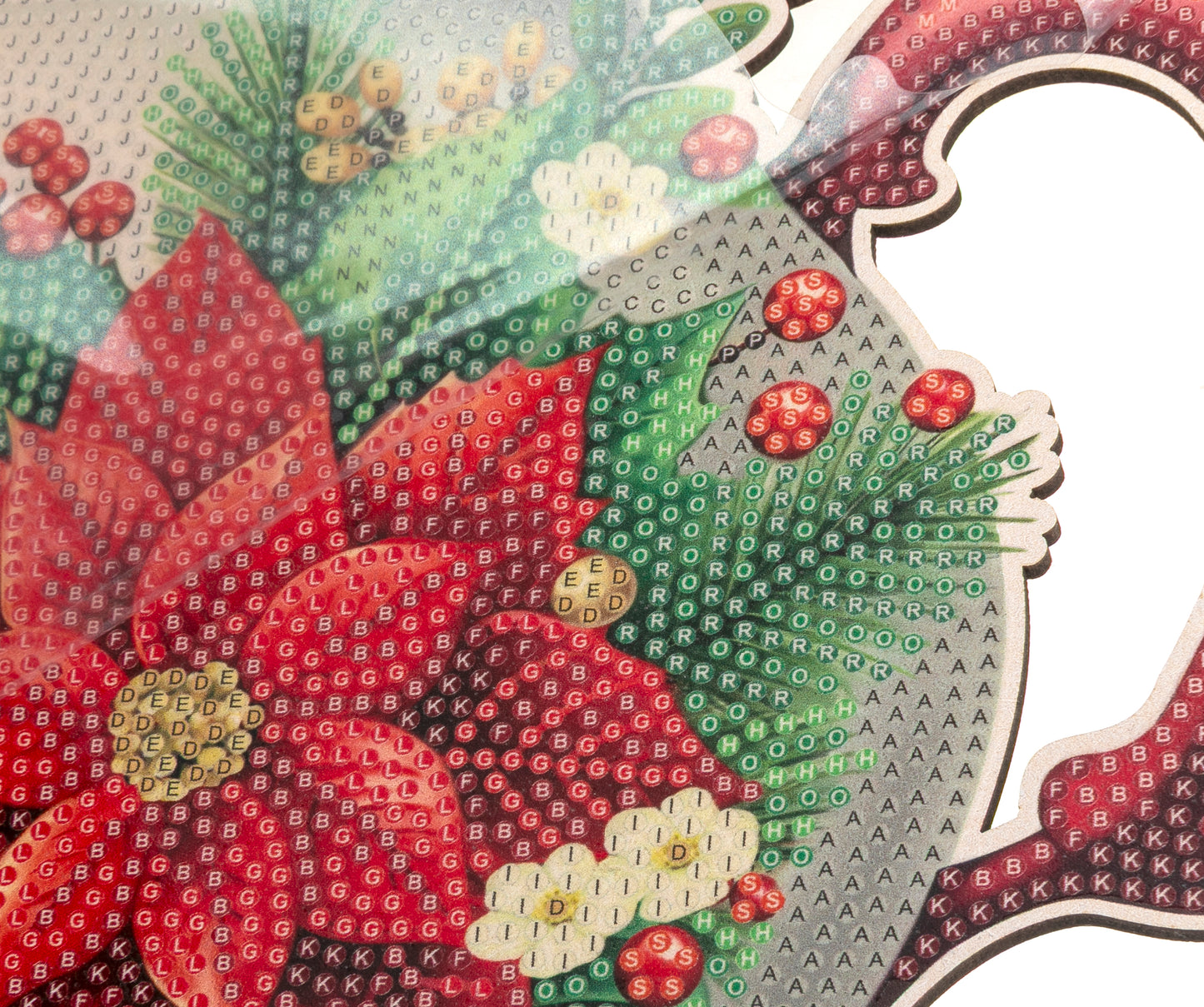 Poinsettia Teapot Crystal Art Wooden Decoration template