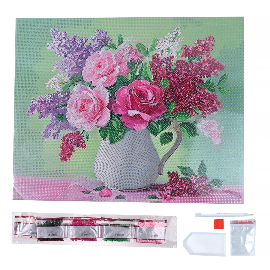 Rose & Lilac Harmony Crystal Art Framed Canvas Kit 50x40cm