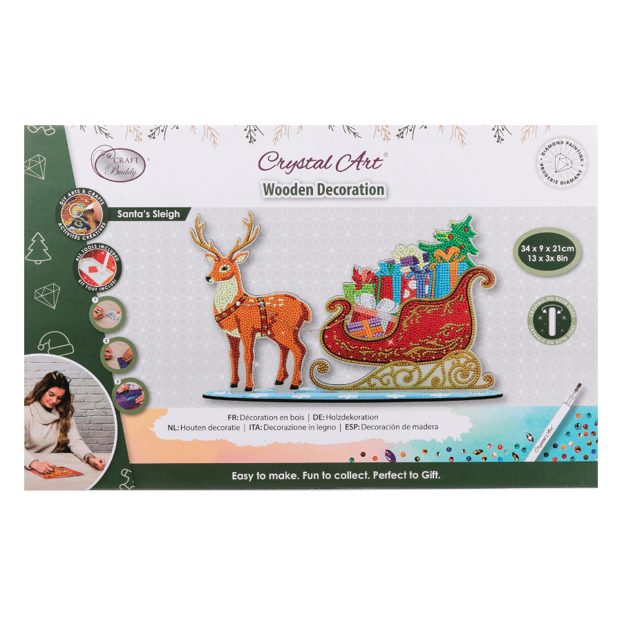 Santa's Sleigh Crystal Art Wooden Decoration Kit – Craft Buddy