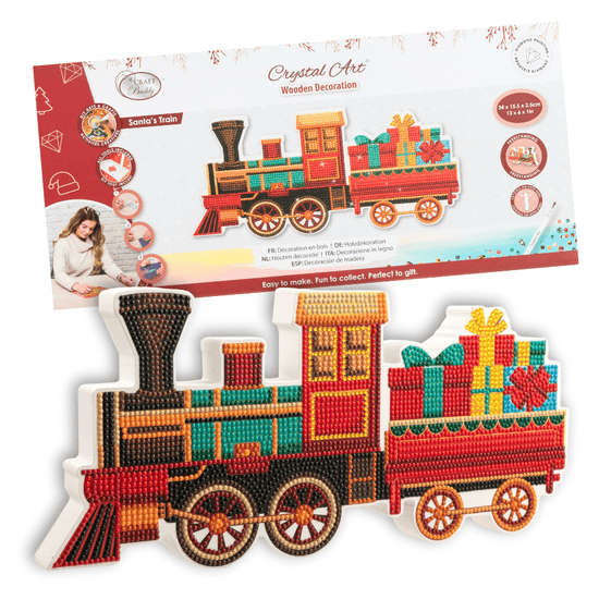 Santa's Train Crystal Art Wooden Decoration Kit