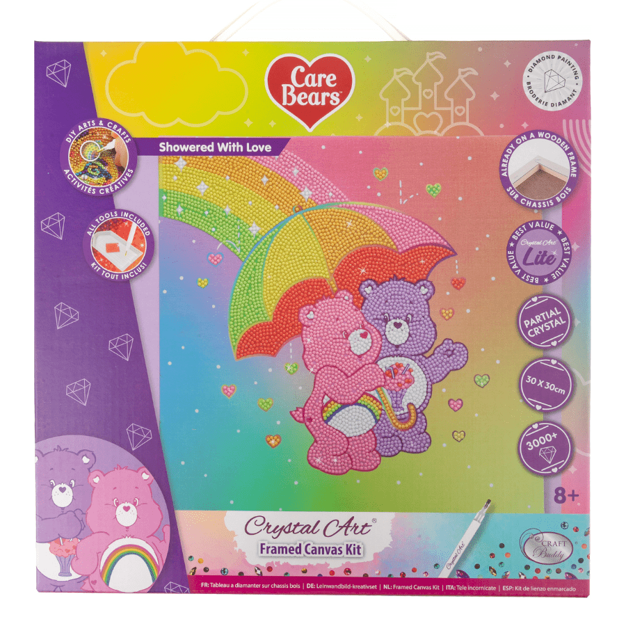 Showered With Love Crystal Art Canvas Care Bears 30x30 