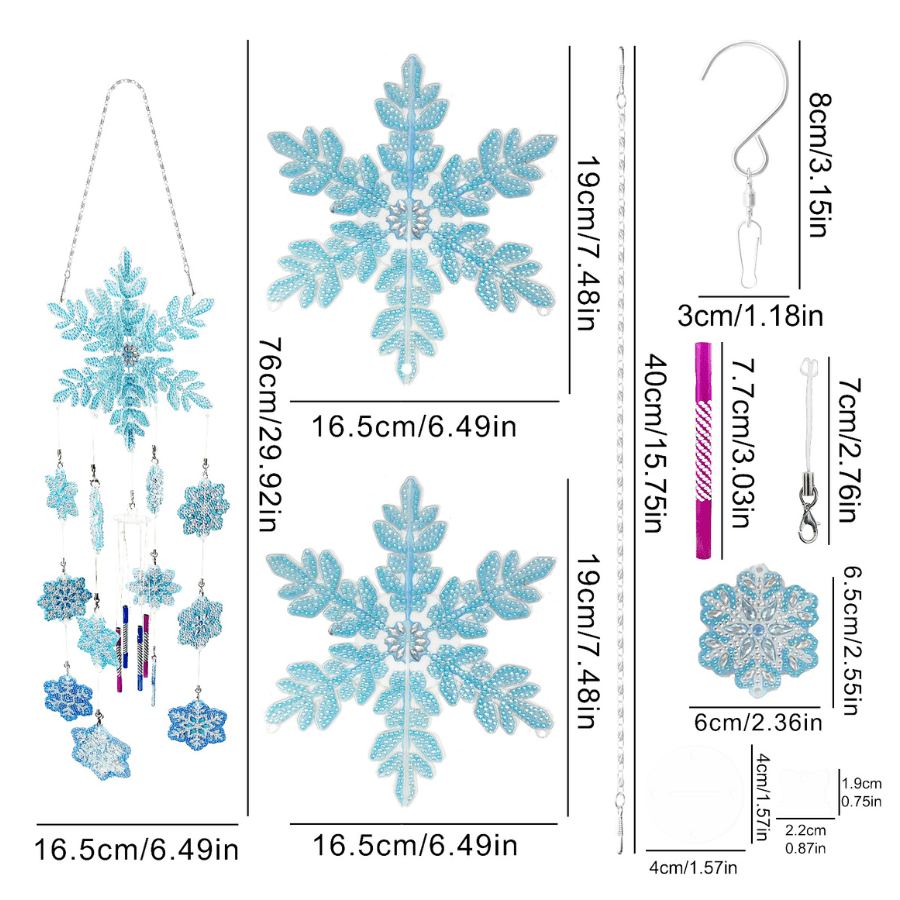 Snowflake Wind Chime Crystal Art Hanging Decoration Kit 7
