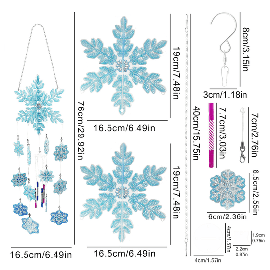 Snowflake Wind Chime Crystal Art Hanging Decoration Kit 7