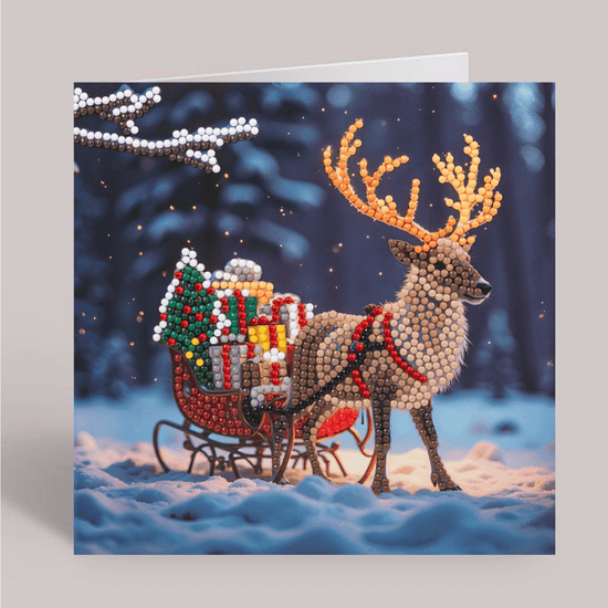 Snowy Sleigh Crystal Art Card 18x18 complete