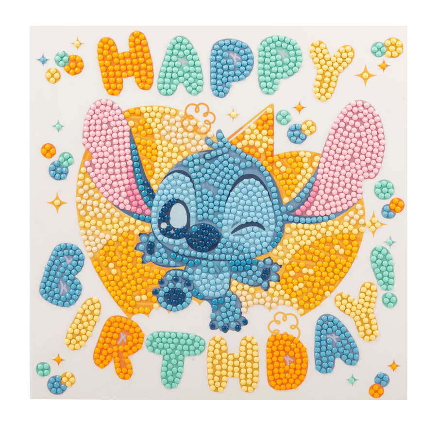 Stitch Birthday Crystal Art Card 18x18 design