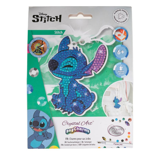"Stitch" Crystal Art Backpack Charm Kit Disney Front Packaging