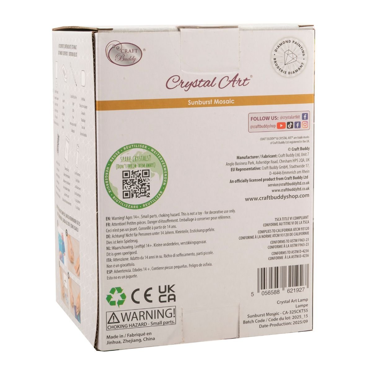 Sunburst mosaic diamond art lamp back packaging