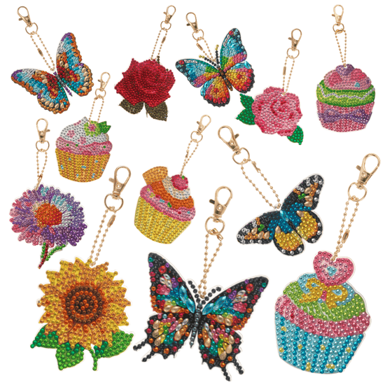 Sweet Flutter Blooms Crystal Art Keyring Kit 2
