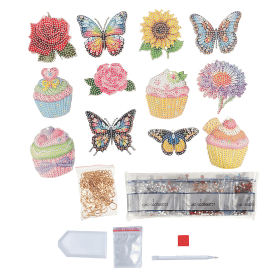Sweet Flutter Blooms Crystal Art Keyring Kit 4